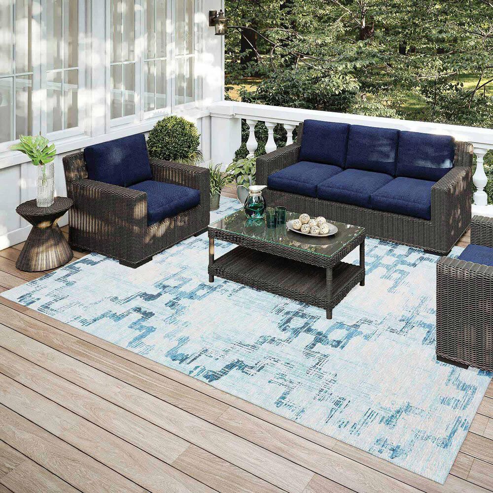 Dalyn Rug Company Sedona Geometric 10&#39; x 14&#39; Skydust Indoor/Outdoor Area Performance Rug, , large