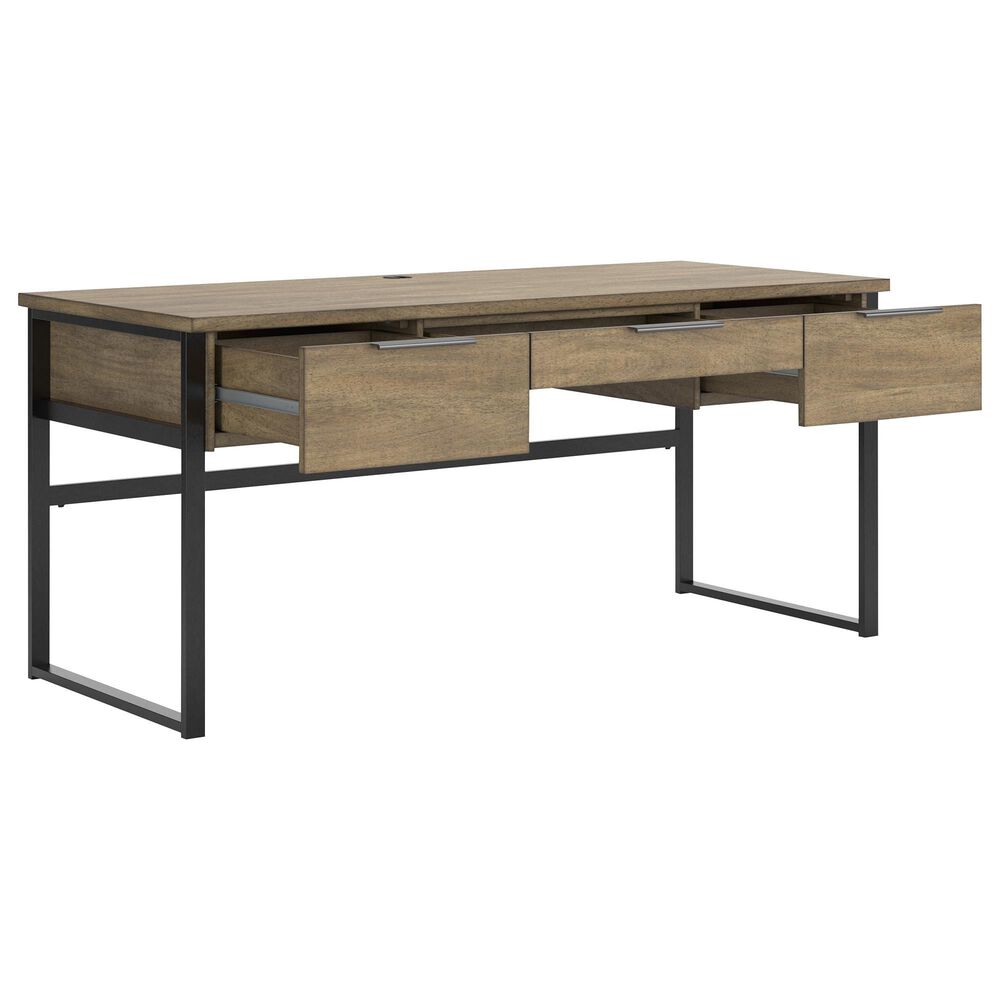 Signature Design by Ashley Montia 67&quot; Writing Desk in Light Brown and Gunmetal Gray, , large