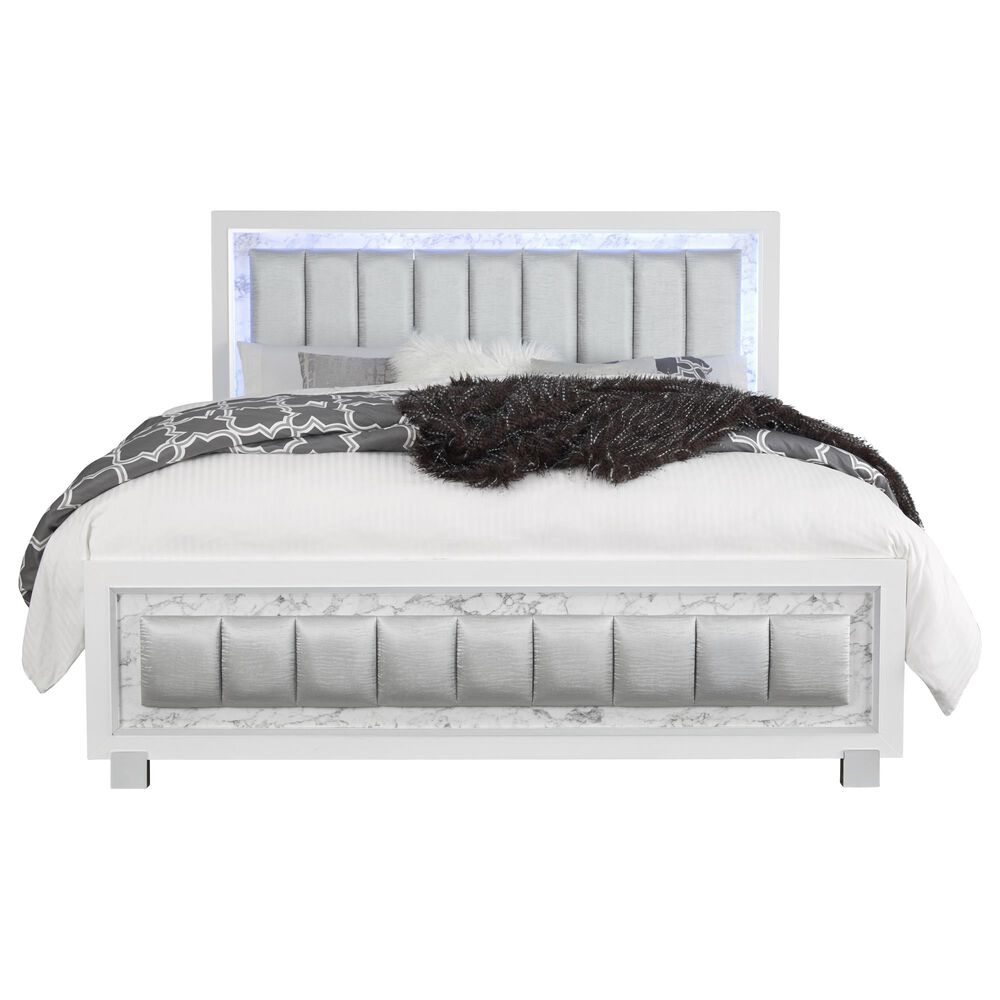 Global Furniture USA Santorini King Panel Bed in White, , large