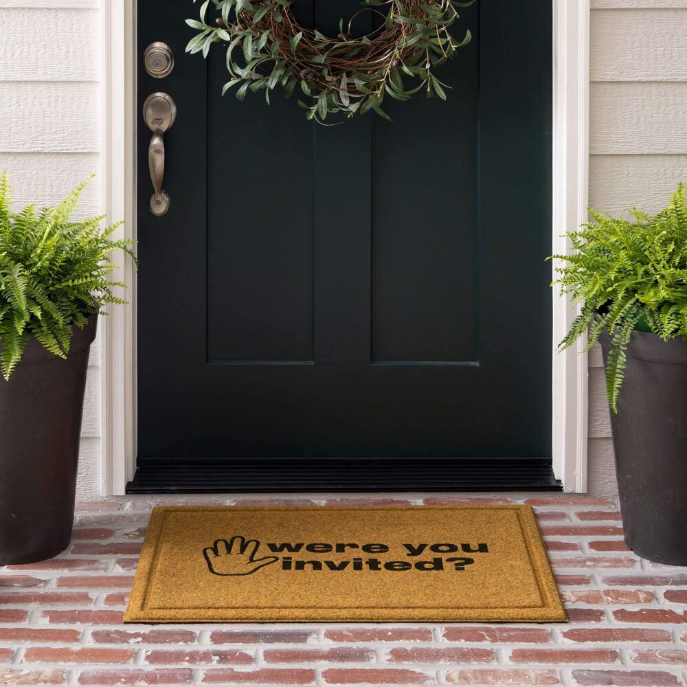 Karastan Bristol Were You Invited 1&#39;6&quot; x 2&#39;6&quot; Natural Door Mat, , large