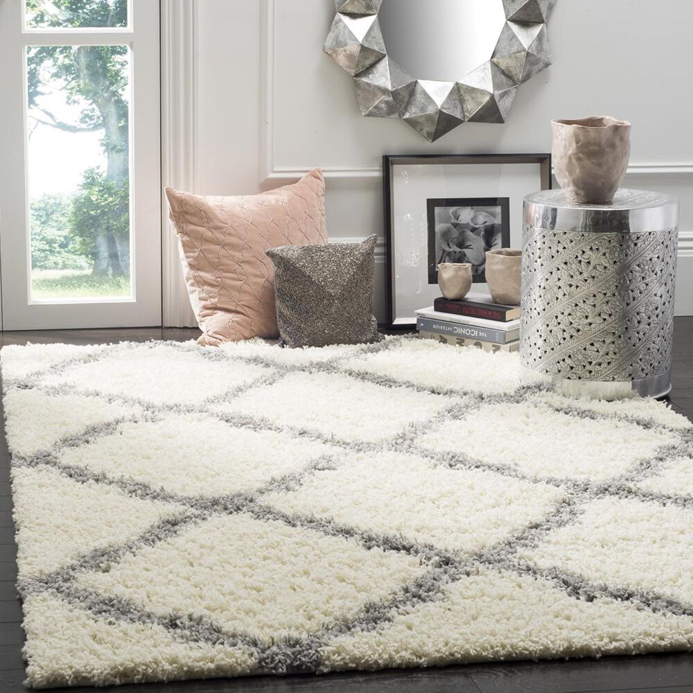 Safavieh Dallas Shag SGD257F-3 3&#39; x 5&#39; Ivory/Grey Area Rug, , large