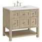 James Martin Breckenridge 36" Single Vanity in Whitewashed Oak with 3 cm Arctic Fall Solid Surface Top, , large