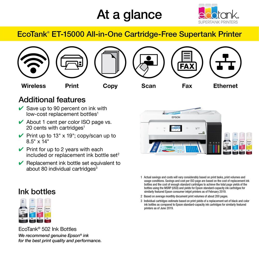 Epson EcoTank ET-15000 All-in-One Cartridge-Free Supertank Printer, , large