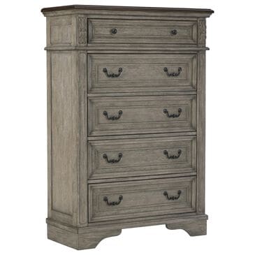 Signature Design by Ashley Lodenbay 5 Drawer Chest in Antiqued Gray and Walnut Brown, , large