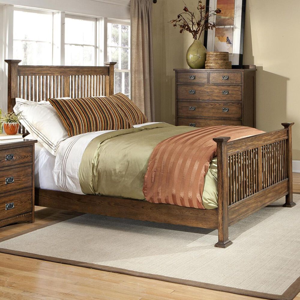 Hawthorne Furniture Queen Slat Panel Bed in Mission, , large