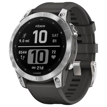 Garmin Fenix 7 Standard Edition Smartwatch in Silver with Graphite Band, , large
