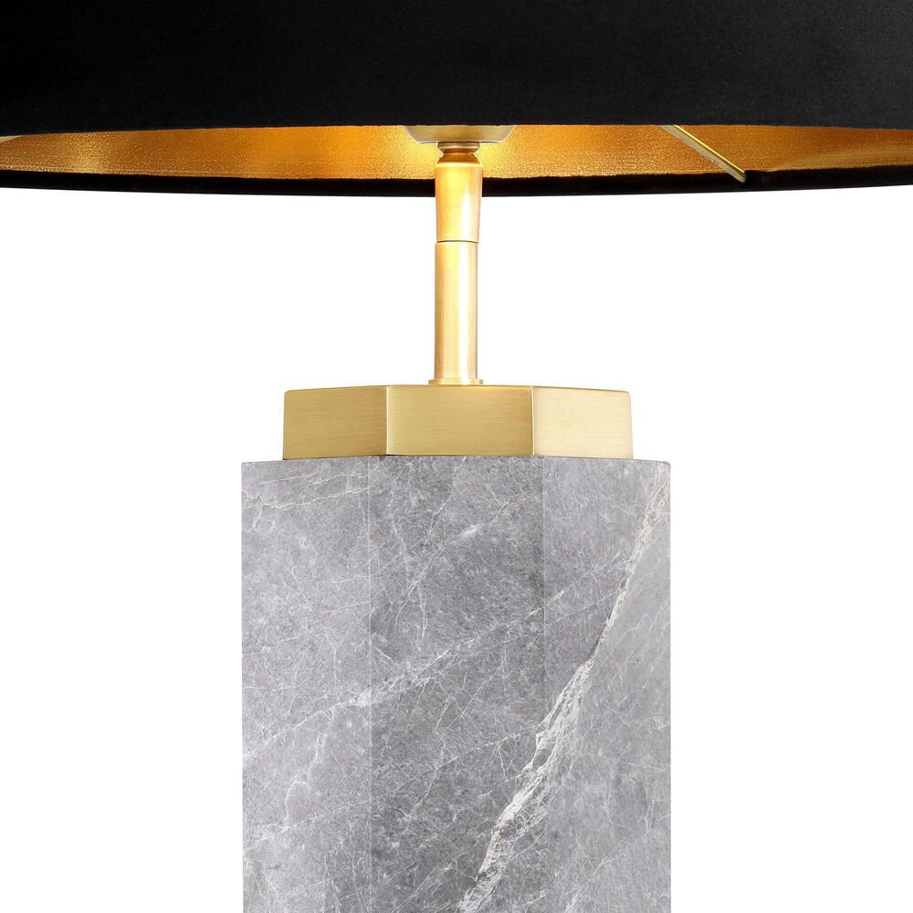 Eicholtz Newman Table Lamp in Grey Marble and Antique Brass, , large