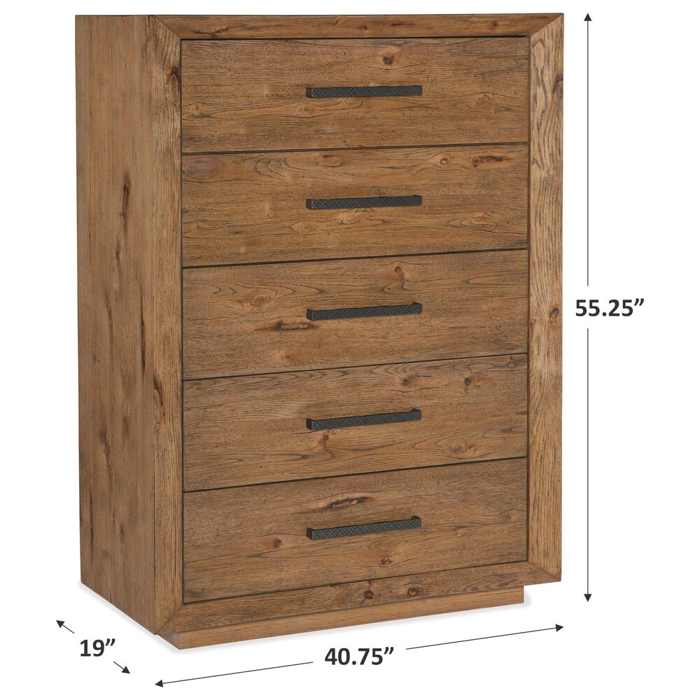 Hooker Furniture Big Sky 40&quot; 5-Drawer Chest in Vintage Natural, , large