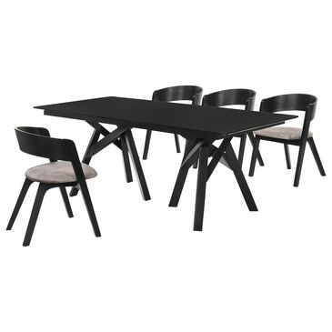 Blue River Cortina and Jackie 5-Piece Rectangle Dining Set in Black, , large