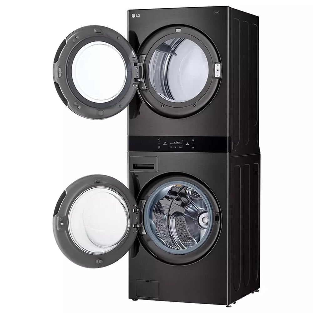 LG WashTower with 5.0 Cu. Ft. Washer, 7.4 Cu. Ft. Electric Dryer and Mirror Steam Clothing Styler in Black Steel, , large