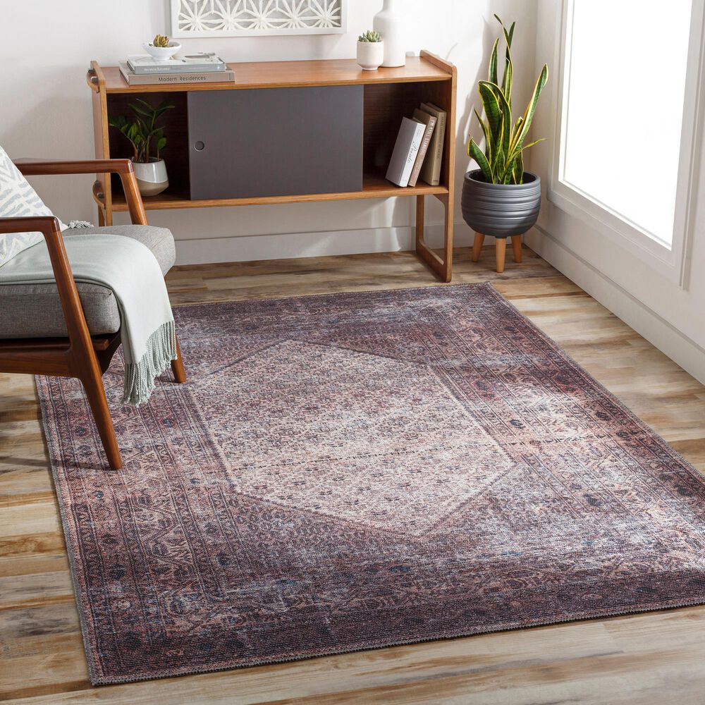 37B Colin 7&#39;10&quot; x 10&#39;2&quot; Plum, Ink Blue, Dusty Pink and Cream Area Rug, , large