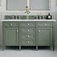 James Martin Brittany 60" Double Bathroom Vanity in Smokey Celadon with 3 cm Arctic Fall Solid Surface Top and Rectangular Sinks, , large