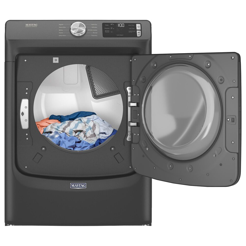 MAYTAG 4.5 Cu. Ft. Front Load Washer and 7.3 Cu.Ft. Gas Dryer Laundry Pair with Pedestal in Volcano Black, , large