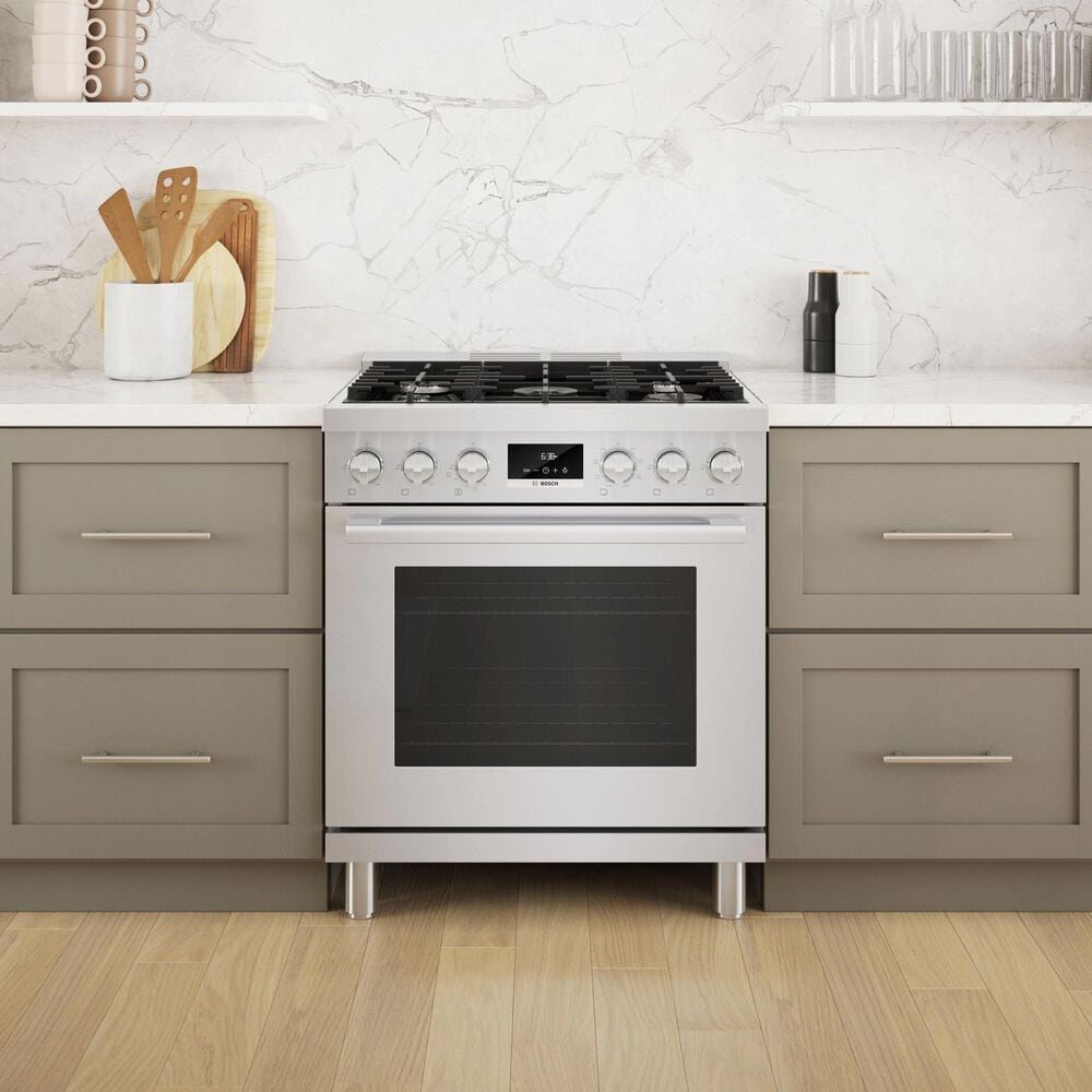 Bosch 30&quot; Freestanding Dual Fuel Range in Stainless Steel, , large