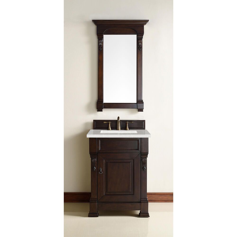 James Martin Brookfield 26&quot; Single Bathroom Vanity in Burnished Mahogany with 3 cm Eternal Serena Quartz Top and Rectangle Sink, , large