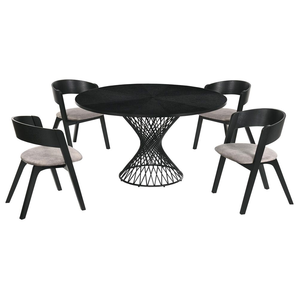 Blue River Cirque and Jackie 5-Piece Round Dining Set in Black, , large