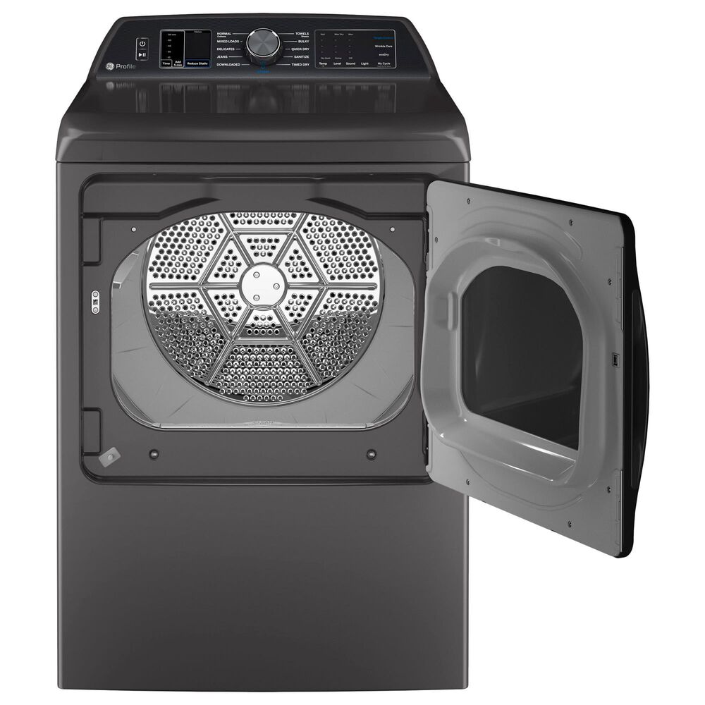 GE Profile 5.3 Cu. Ft. Top Load Washer with Agitator and 7.4 Cu. Ft. Smart Gas Dryer in Diamond Gray , , large