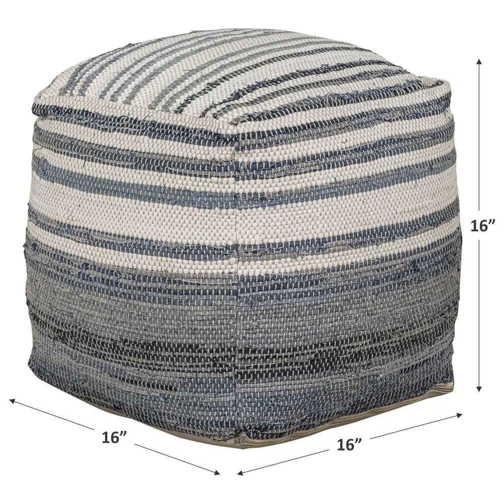 Blue Sun Designs Meira Pouf in Denim Blue, , large