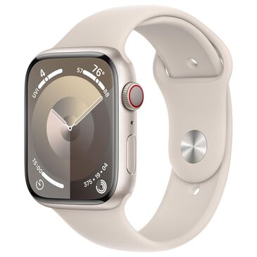 Apple Watch Series 9 GPS + Cellular 45mm Starlight Aluminum Case with Starlight Sport Band - M/L, , large