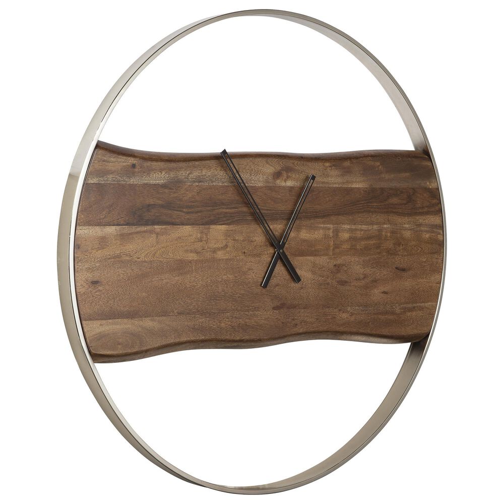 Signature Design by Ashley Panchali Wall Clock in Brown and Silver, , large