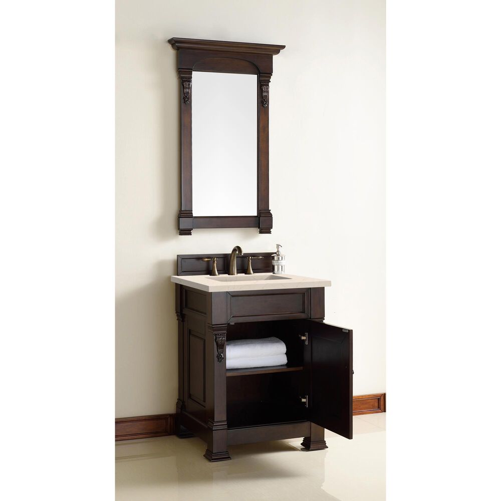 James Martin Brookfield 26&quot; Single Bathroom Vanity in Burnished Mahogany with 3 cm Eternal Marfil Quartz Top and Rectangle Sink, , large