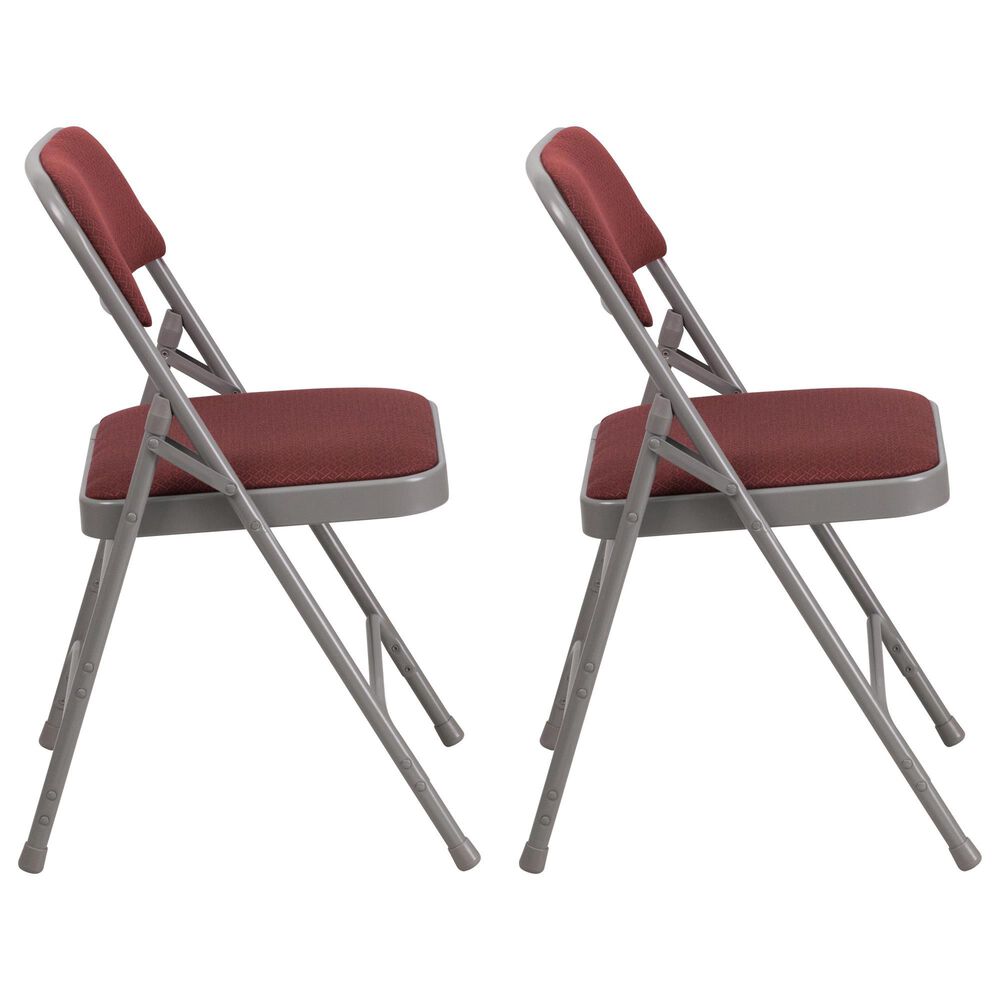 Flash Furniture Hercules 19 Folding Chair with Burgundy Cushion in Gray  (Set of 2)