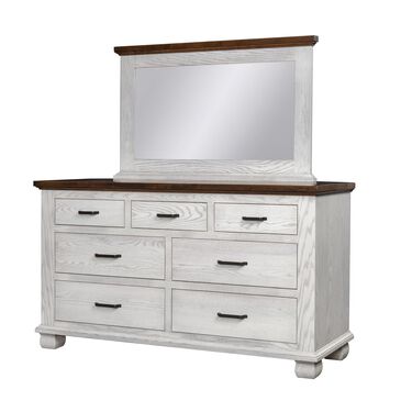 Briarwood LLC Town Hall 7 Drawer Dresser and Mirror in Rustic Cherry Top and Aged White, , large