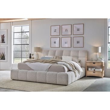 Simeon Collection Escape Queen Upholstered Platform Bed with 2-Nightstand in Natural Patina and Sandstone, , large