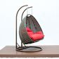 Leisuremod 57" Patio 2-Seat Hanging Egg Swing Chair with Red Cushion in Beige, , large