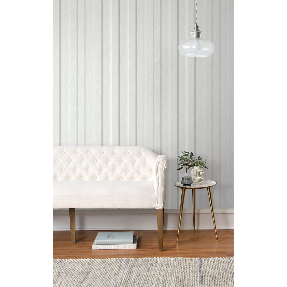 NextWall Beadboard 216&quot; x 20.5&quot; Peel and Stick Wallpaper in Off-White and Pearl Grey, , large