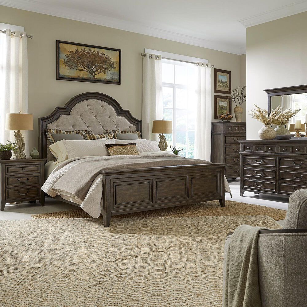 Belle Furnishings Paradise Valley 4-Piece King Bedroom Set in Saddle Brown, , large