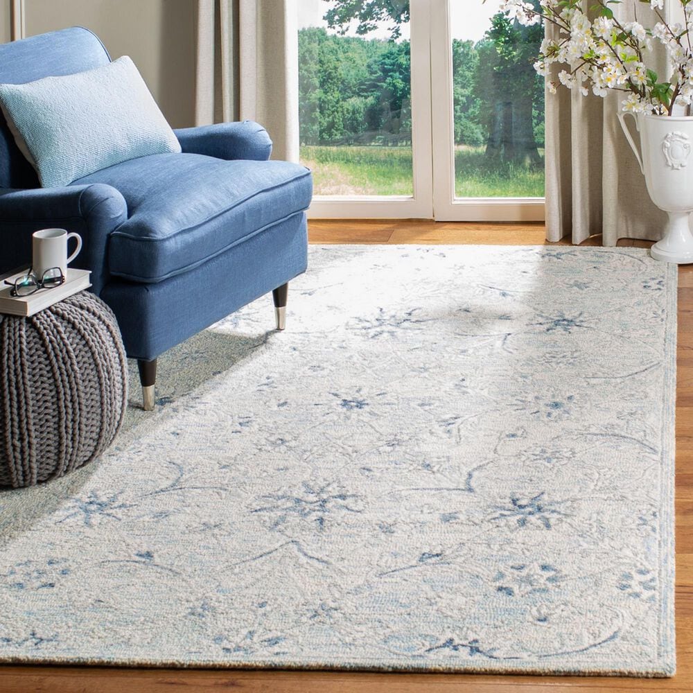 Safavieh Micro-Loop MLP506M 3&#39; x 5&#39; Light Blue and Ivory Area Rug, , large