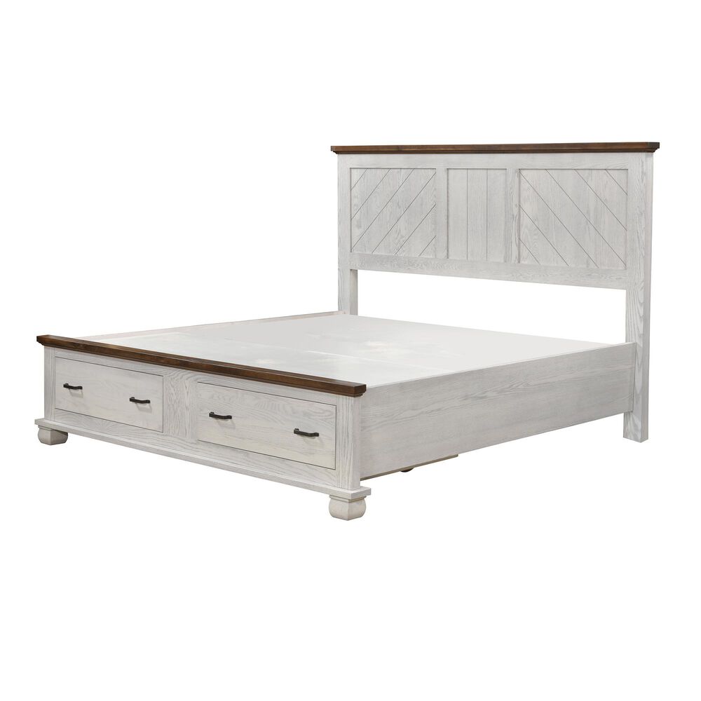 Briarwood LLC Town Hall Queen Storage Bed in Rustic Cherry Top and Aged White, , large