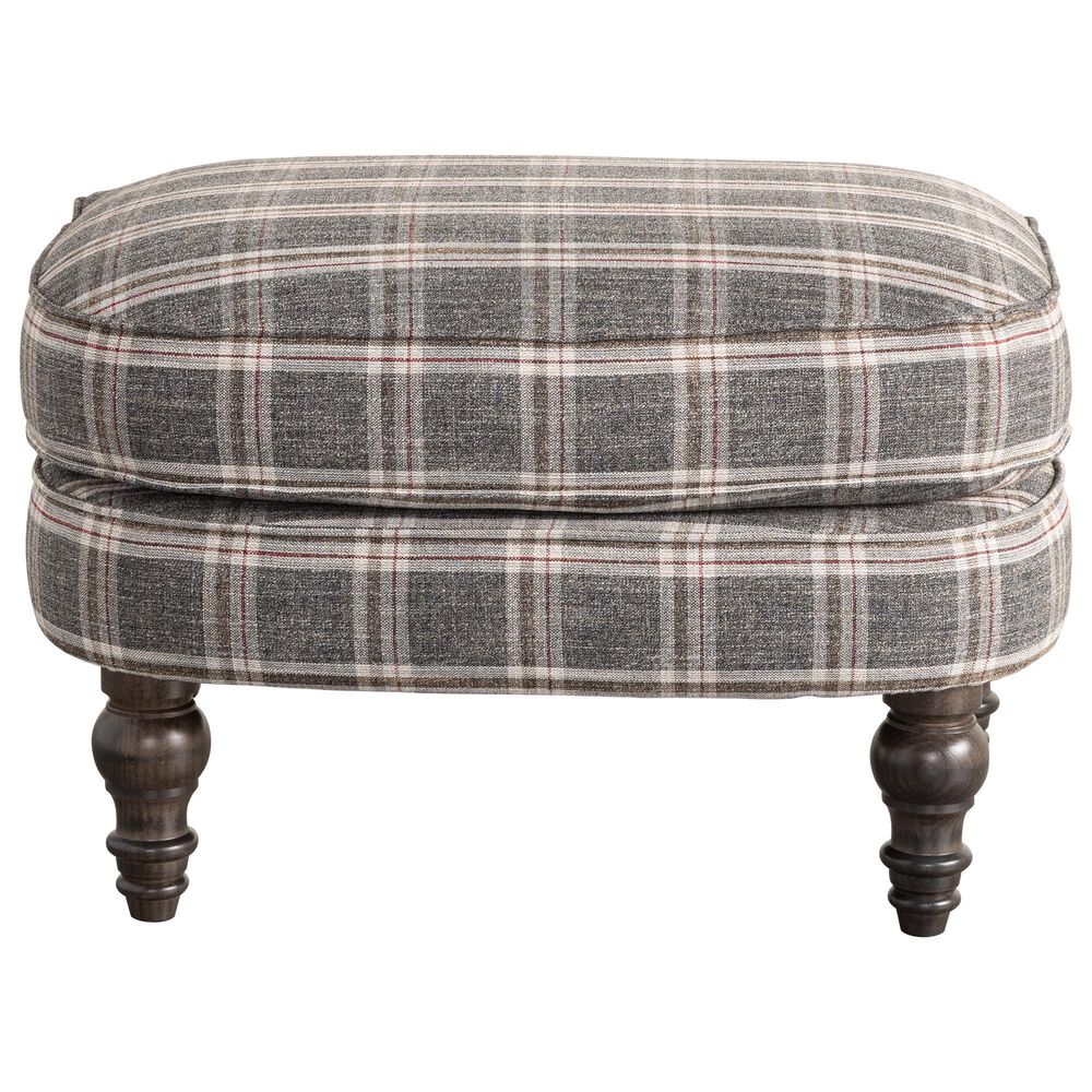 Smith Brothers Stationary Ottoman in Grey Tone Plaid, , large