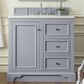 James Martin De Soto 36" Single Bathroom Vanity in Silver Gray with 3 cm White Zeus Quartz Top and Rectangular Sink, , large