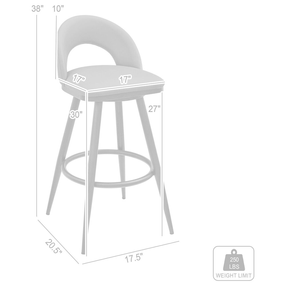 Blue River Charlotte Swivel Barstool with Gray Cushion in Brushed Stainless Steel, , large