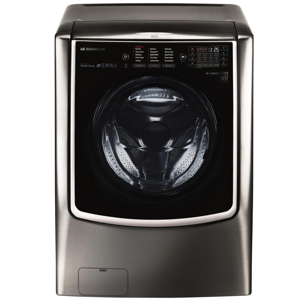 LG 5.8 Cu Ft. Mega Capacity Washer and 9.0 Cu. Ft. Electric Dryer w/ Steam - Black Stainless Steel, , large