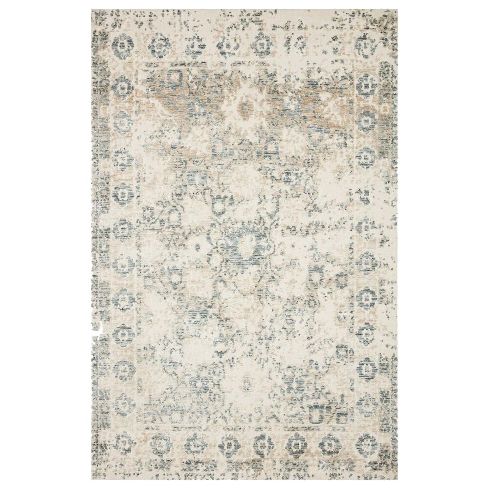 Magnolia Home Lindsay LIS-03 9"3" x 13" Antique White and Aqua Area Rug, , large