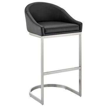 Blue River Katherine 30" Bar Stool with Black Cushion in Brushed Stainless Steel, , large