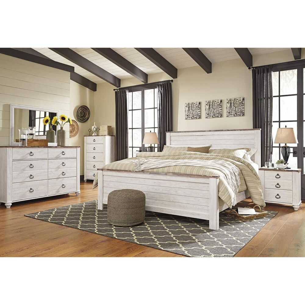 Signature Design by Ashley Willowton 2 Drawer Nightstand in White Washed, , large