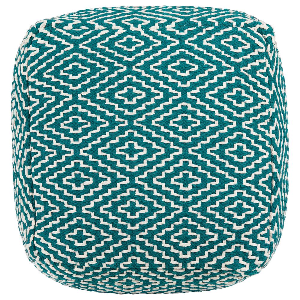 37B Brynnsen Pouf in Teal and Ivory, , large