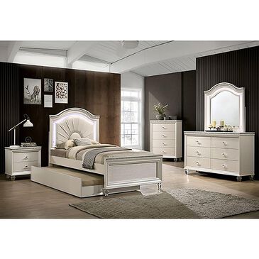 Furniture of America Allie 4-Piece Full Bedroom Set in Pearl White, , large