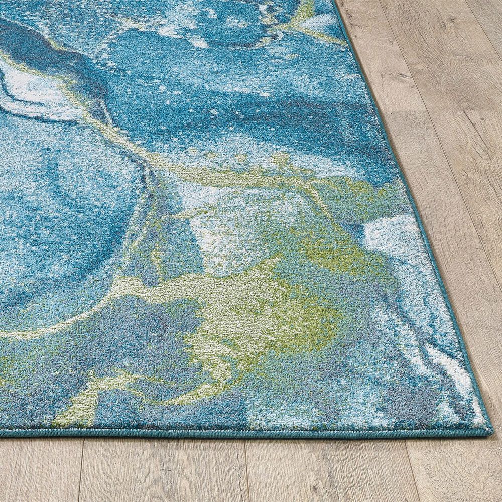 Kas Oriental Rugs Illusions Stone 3&#39;3&quot; x 4&#39;11&quot; Teal Area Rug, , large