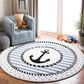 Safavieh Carousel 5"3" Round Ivory and Navy Kids  Area Rug, , large