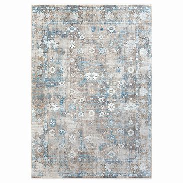 Surya Solar 6"7" x 9"6" Dark Blue, Charcoal, Light Gray, White and Saffron Area Rug, , large