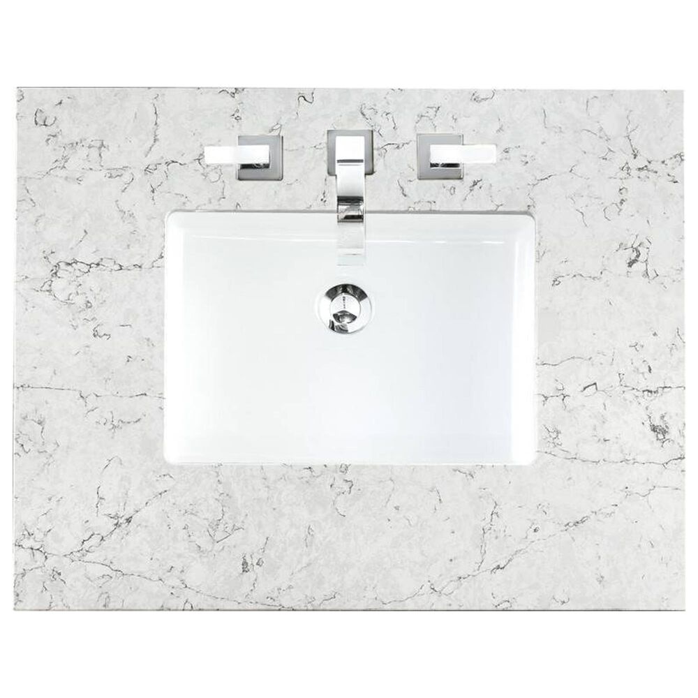 James Martin De Soto 30&quot; Single Bathroom Vanity in Silver Gray with 3 cm Eternal Jasmine Pearl Quartz Top and Rectangular Sink, , large