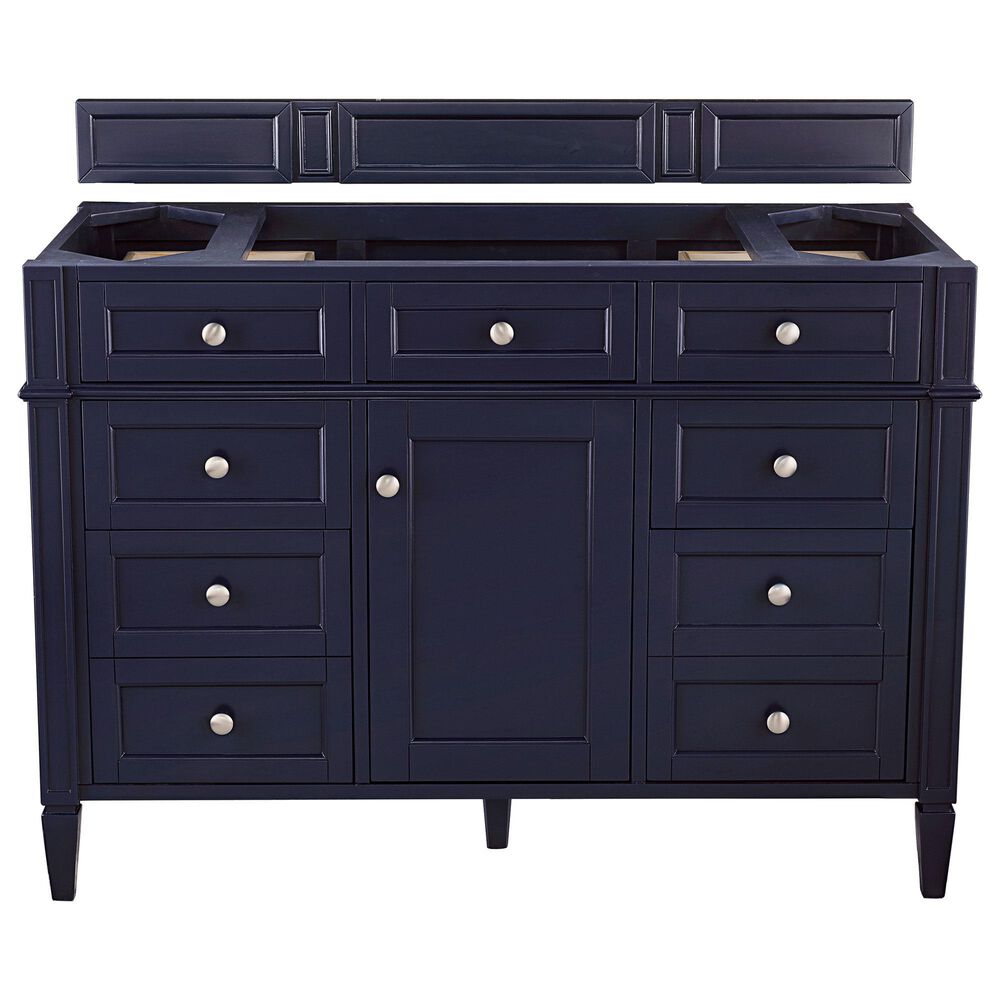 James Martin Brittany 48&quot; Single Bathroom Vanity in Victory Blue with 3 cm Carrara White Marble Top and Rectangle Sink, , large