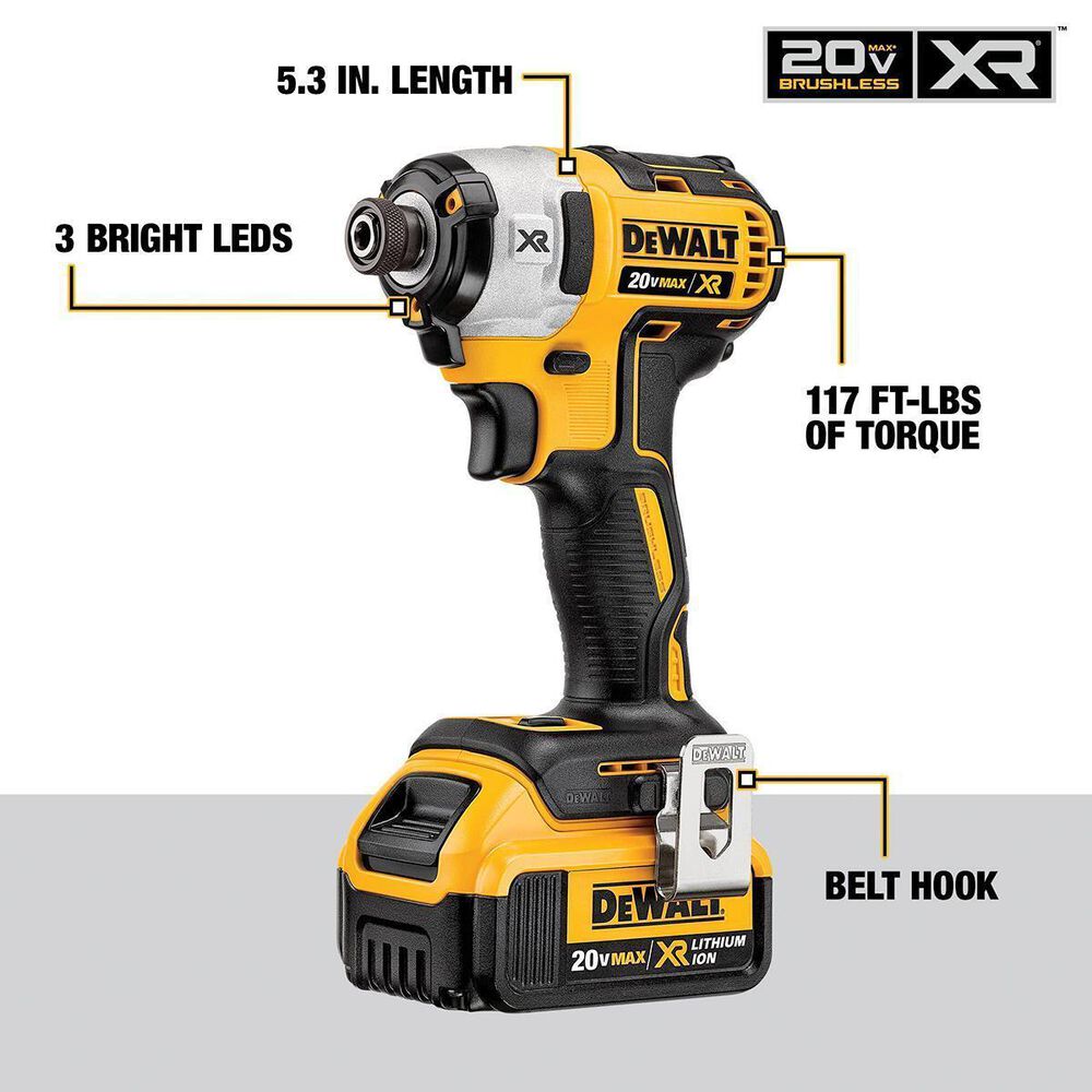 DeWALT 20v Max XR Cordless Brushless Hammerdrill &amp; Impact Driver Combo Kit &#40;With Batteries, Charger&#41;, , large