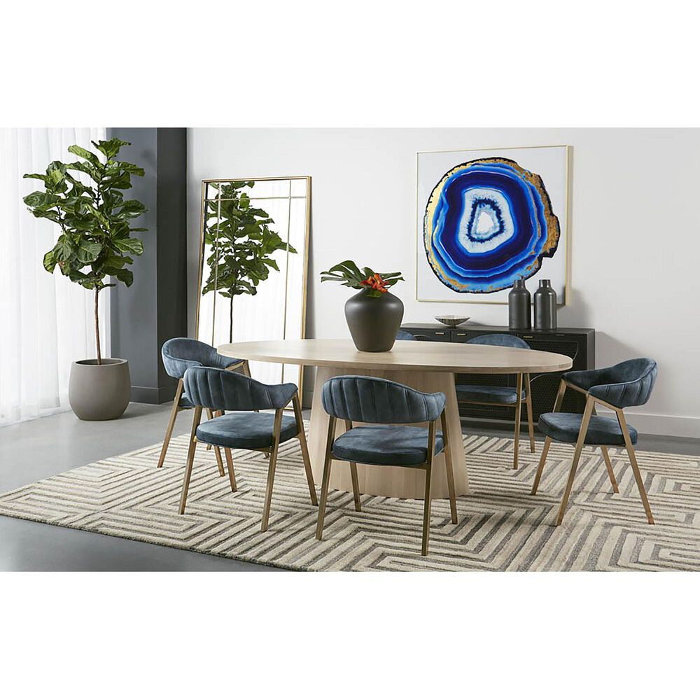 37B Burgos Dining Chair with Blue Cushion in Brushed Gold, , large