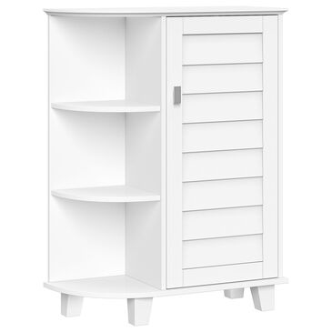 RiverRidge Home Brookfield Single Door Floor Cabinet with Side Shelves in White, , large